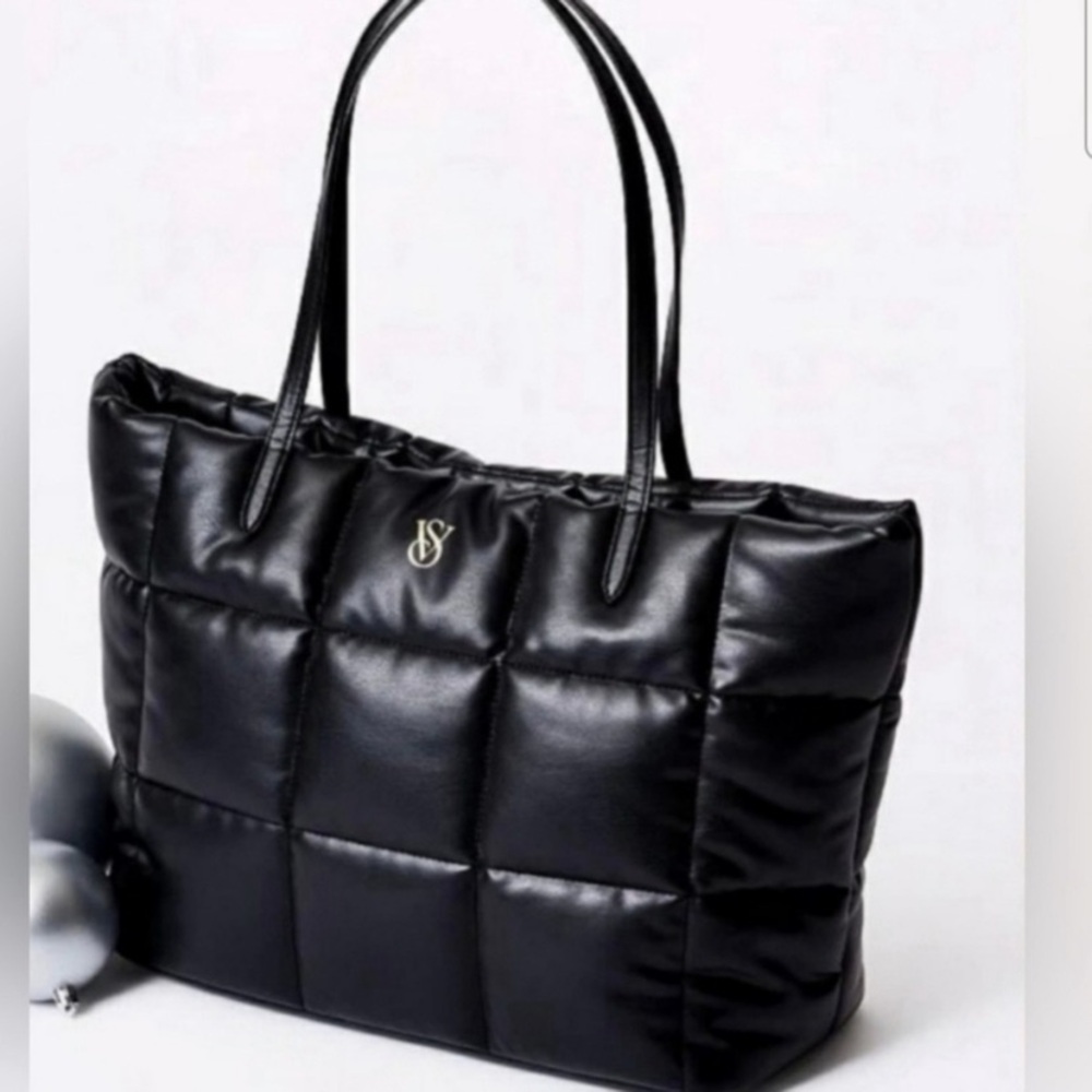 Victoria's Secret Black Quilted Tote Bag - Picture 1 of 7